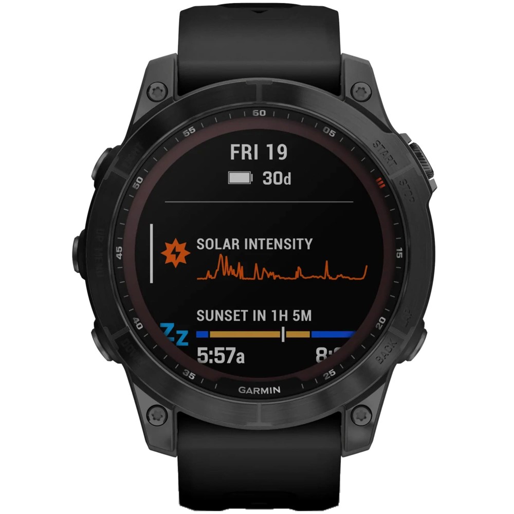 Garmin Fenix 7 Sapphire Solar Black DLC Titanium с черным ремешком — купить  часы ⌚ для спорта по выгодной цене в магазине Спорт Лайф