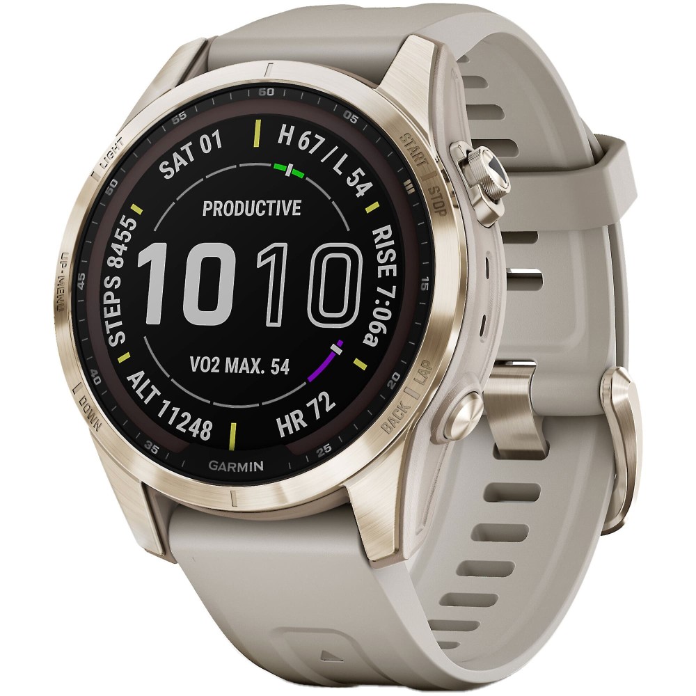 Garmin Fenix 7S Sapphire Solar Cream Gold Titanium с бежевым ремешком —  купить часы ? для спорта по выгодной цене в магазине Спорт Лайф