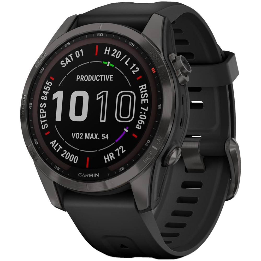 Garmin Fenix 7S Sapphire Solar Carbon Gray DLC Titanium — купить часы ⌚ для  спорта по выгодной цене в магазине Спорт Лайф