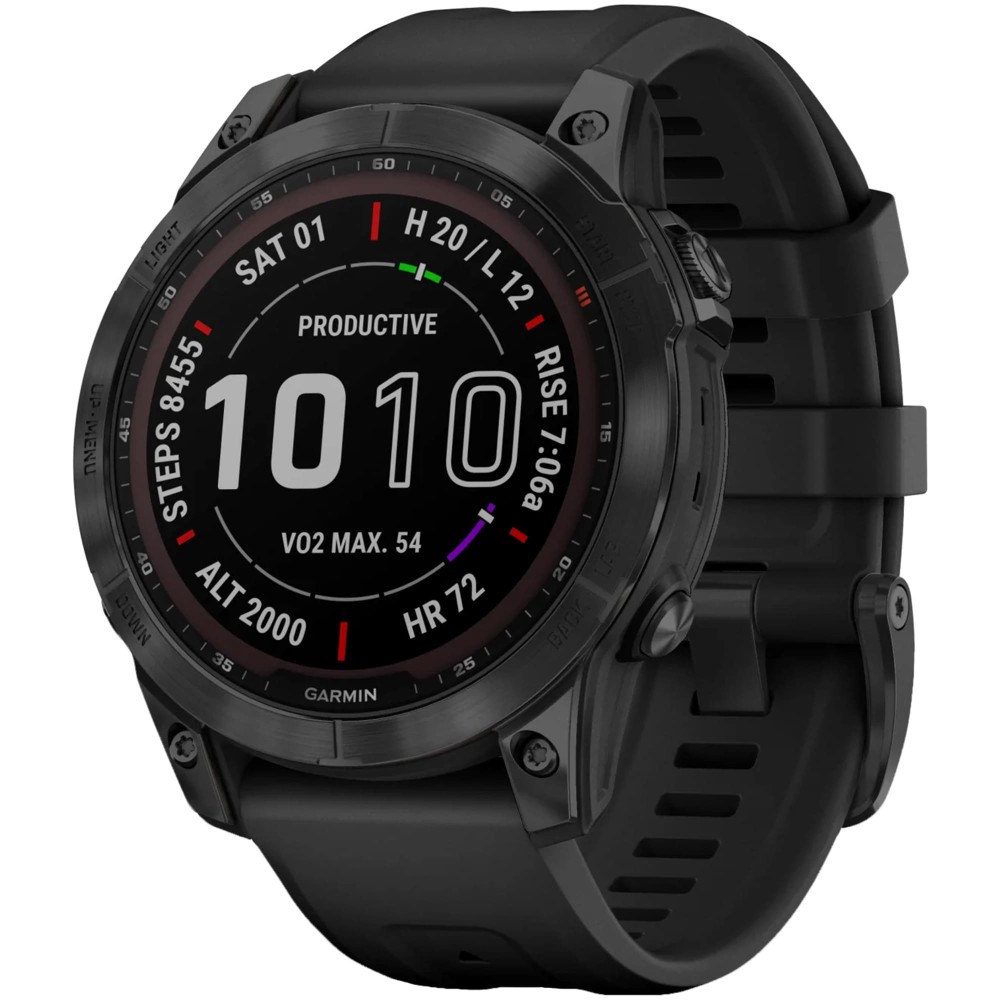 Garmin Fenix 7 Sapphire Solar Black DLC Titanium с черным ремешком — купить  часы ? для спорта по выгодной цене в магазине Спорт Лайф