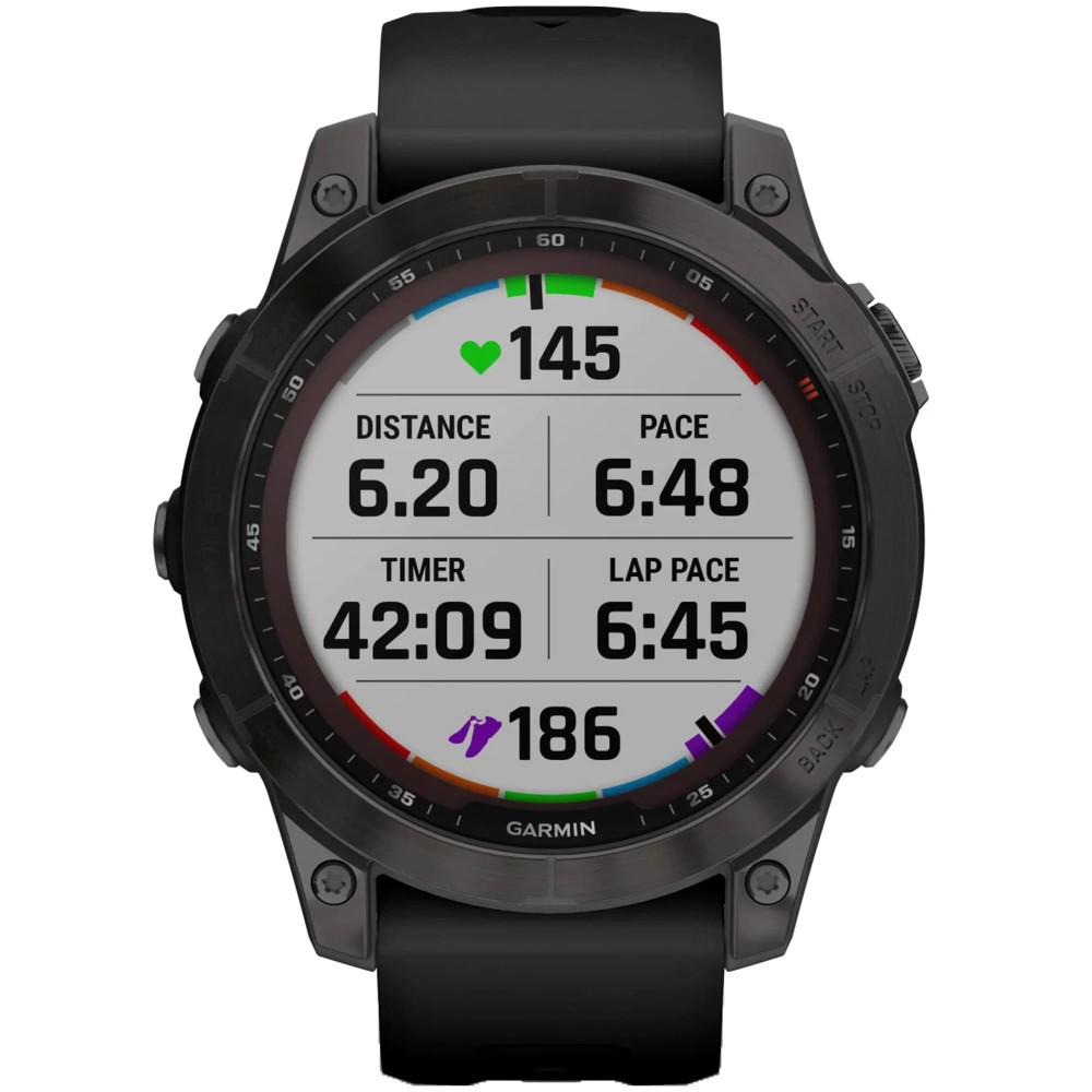 Garmin Fenix 7 Sapphire Solar Carbon Gray DLC Titanium с черным ремешком —  купить часы ⌚ для спорта по выгодной цене в магазине Спорт Лайф