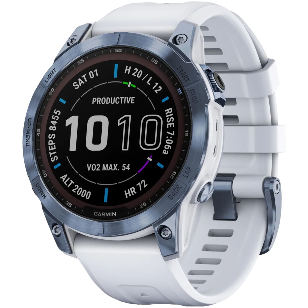 Garmin Fenix 7 Sapphire Solar Mineral Blue DLC Titanium / Whitestone Band