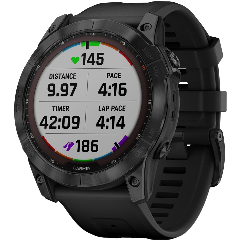 Garmin Fenix 7X Sapphire Solar Black DLC Titanium с черным ремешком —  купить часы ⌚ для спорта по выгодной цене в магазине Спорт Лайф