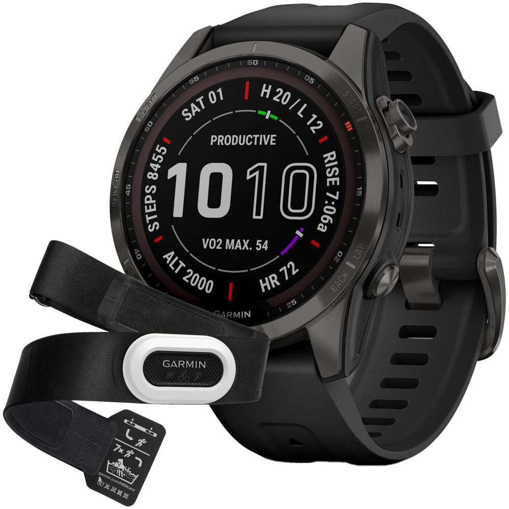 Garmin Fenix 7S Sapphire Solar Carbon Gray DLC Titanium с датчиком пульса HRM-Pro Plus