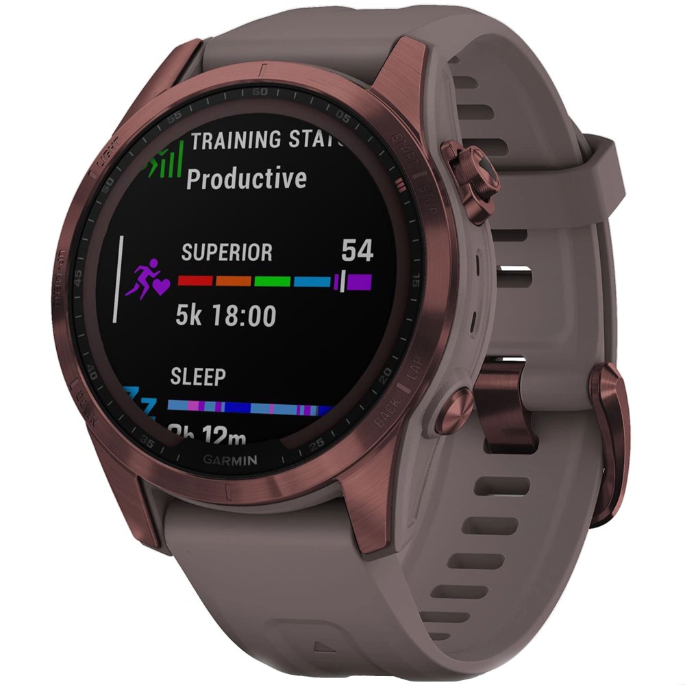 Garmin Fenix 7S Sapphire Solar Dark Bronze Titanium с коричневым ремешком —  купить часы ⌚ для спорта по выгодной цене в магазине Спорт Лайф