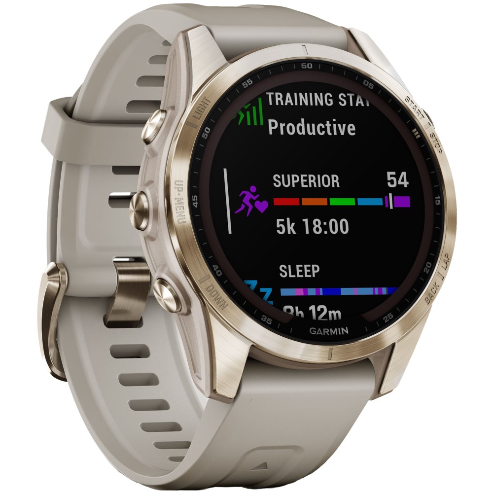 Garmin Fenix 7S Sapphire Solar Cream Gold Titanium с бежевым ремешком —  купить часы ⌚ для спорта по выгодной цене в магазине Спорт Лайф