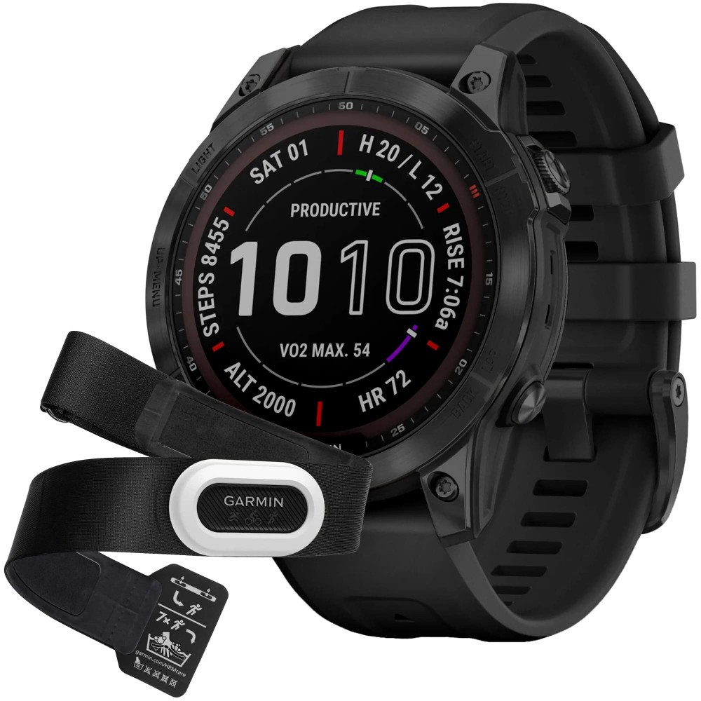 Garmin Fenix 7 Sapphire Solar Black DLC Titanium с датчиком пульса HRM-Pro Plus