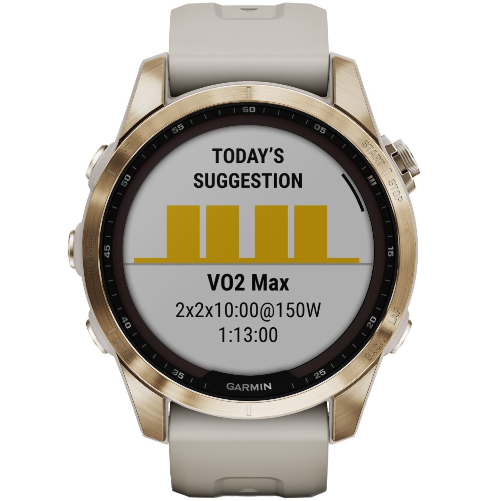 Garmin Fenix 7S Sapphire Solar Cream Gold Titanium с бежевым ремешком —  купить часы ⌚ для спорта по выгодной цене в магазине Спорт Лайф