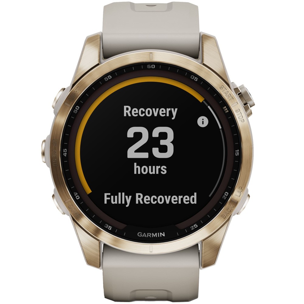 Garmin Fenix 7S Sapphire Solar Cream Gold Titanium с бежевым ремешком —  купить часы ⌚ для спорта по выгодной цене в магазине Спорт Лайф