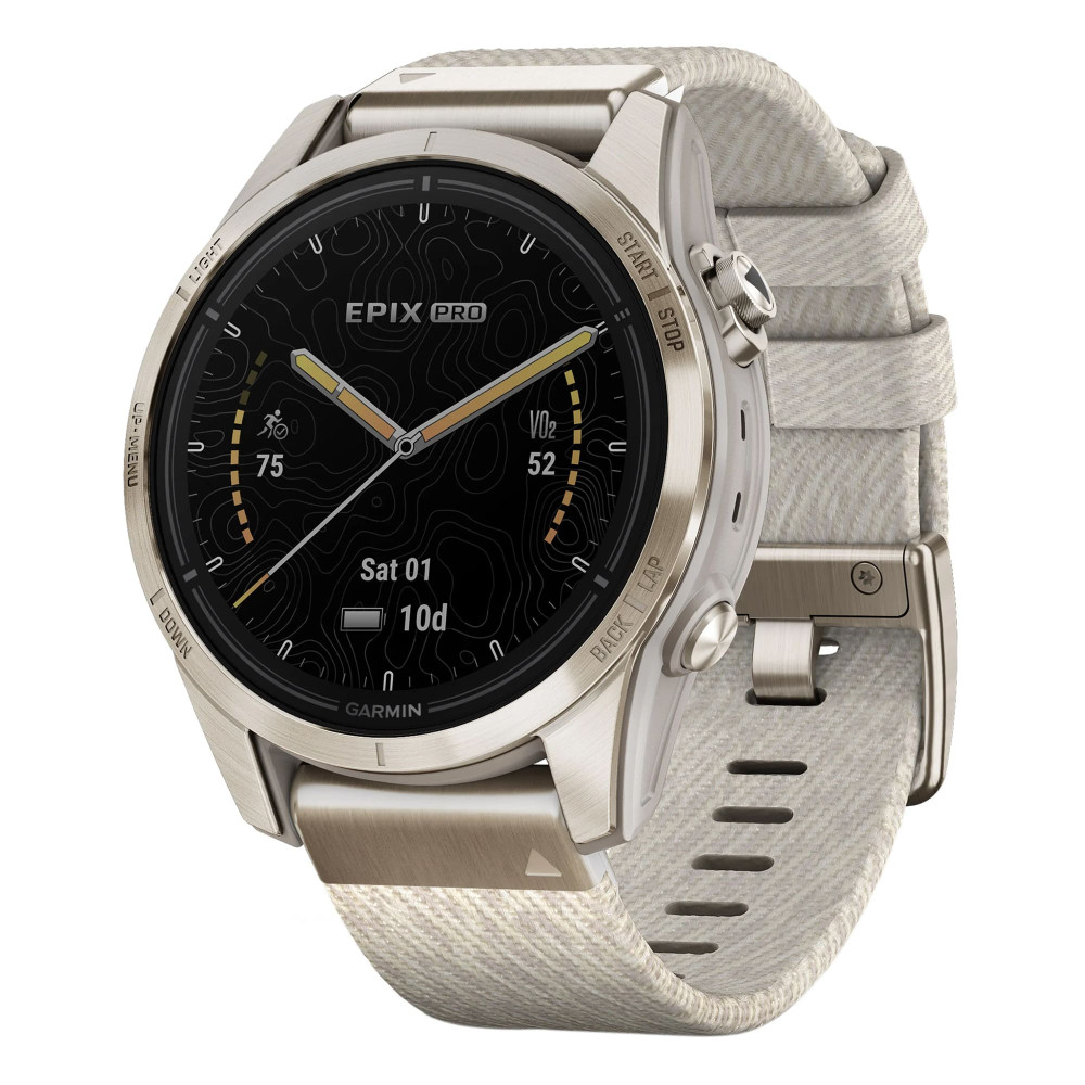 Garmin Epix Pro (Gen 2) Sapphire Edition 42 мм Soft Gold Cream Heathered  Nylon Band — купить часы ⌚ для спорта по выгодной цене в магазине Спорт Лайф