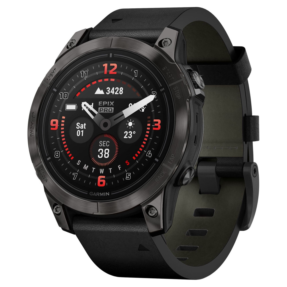 Garmin Epix Pro (Gen 2) Sapphire Edition 47 мм Carbon Gray DLC Titanium  Black Leather Band — купить часы ? для спорта по выгодной цене в магазине  Спорт Лайф