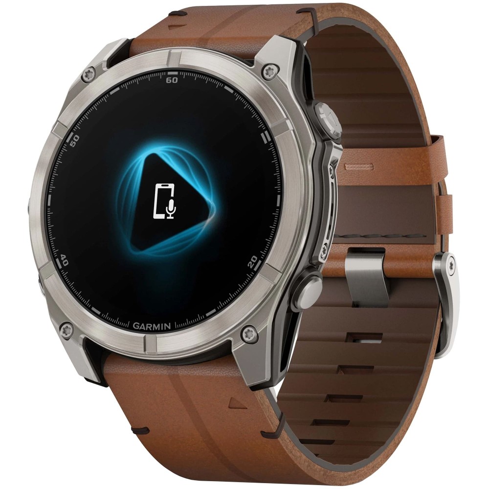 Garmin Fenix 8 51 AMOLED Sapphire Bare Titanium Black Chestnut Leather Band