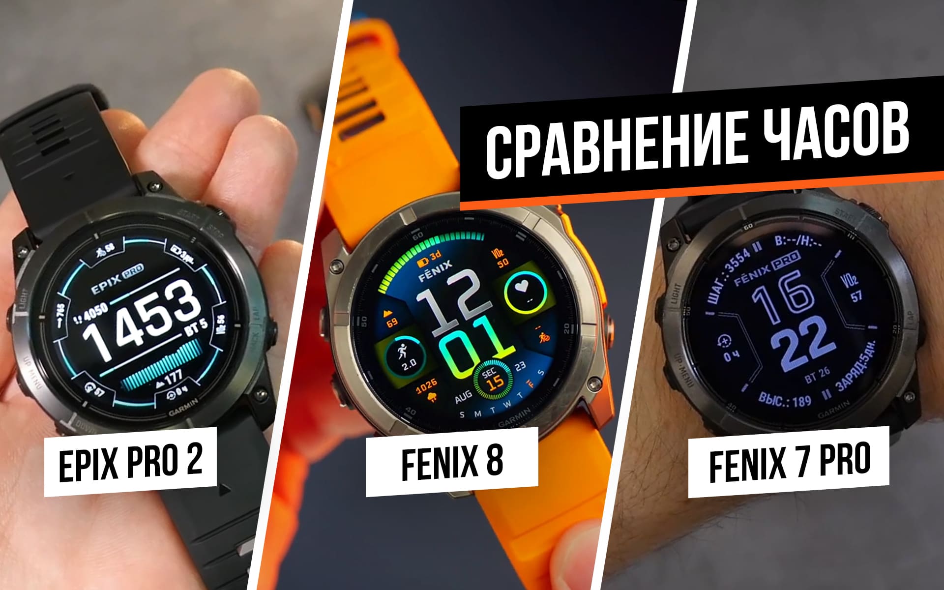 Сравнение Garmin Fenix 8, Fenix 7 Pro и Epix Pro 2 — эволюция часов премиум-класса