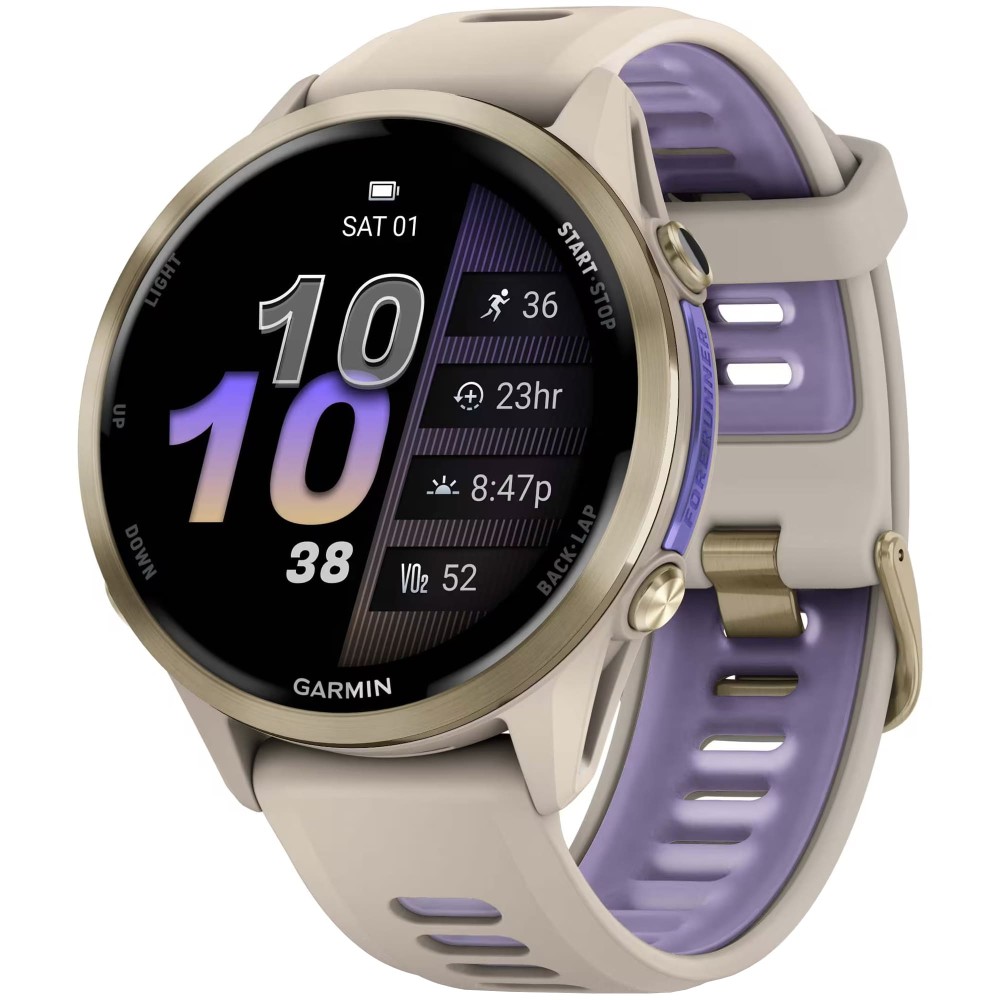 Garmin Forerunner 970 Soft Gold Titanium French Grey / Translucent Indigo
