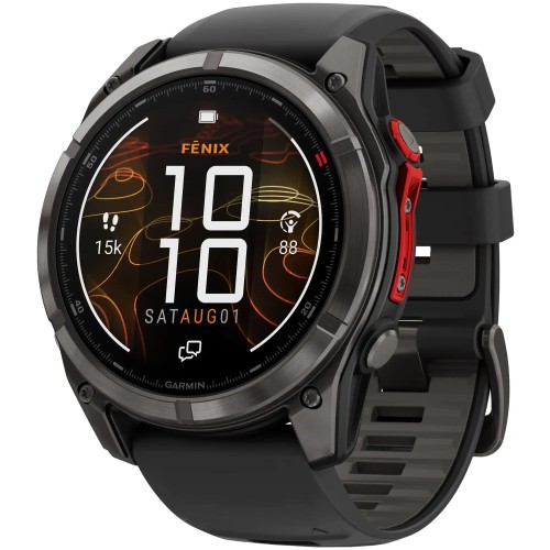 Garmin Fenix 8 Pro — 51 мм MicroLED Sapphire Carbon Gray DLC Titanium Black / Pebble Gray