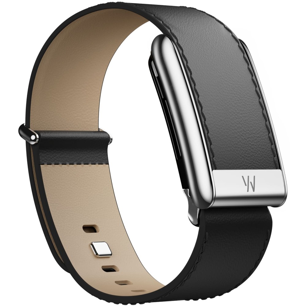 Кожаный ремешок для WHOOP 5.0 LeatherLuxe Straight Band Black / Cream with Titanium