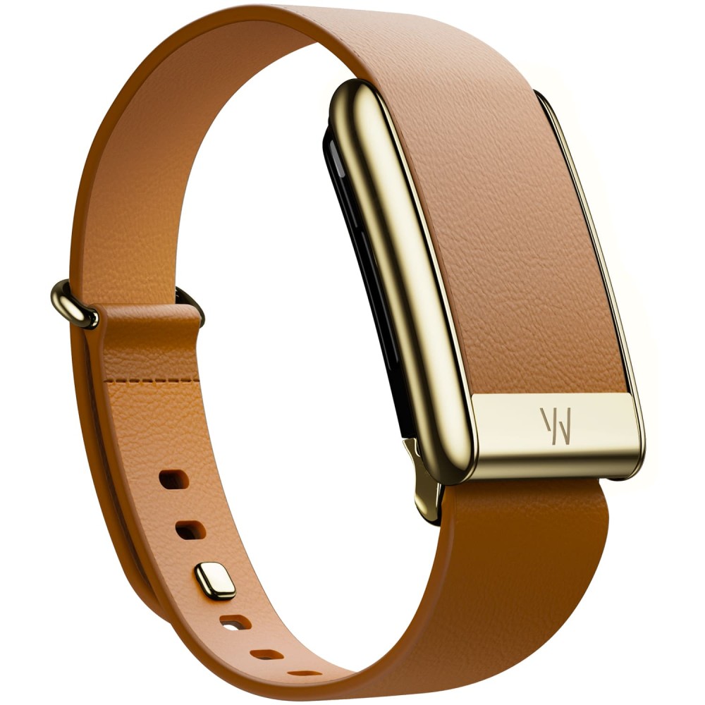 Кожаный ремешок для WHOOP 5.0 LeatherLuxe Tapered Band Camel with Gold