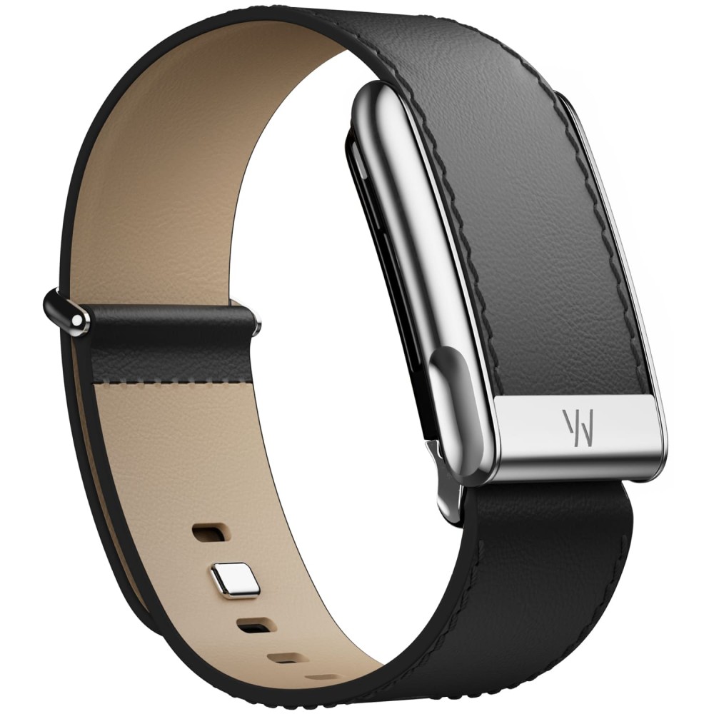 Кожаный ремешок для WHOOP MG LeatherLuxe Straight Band Black / Cream with Titanium