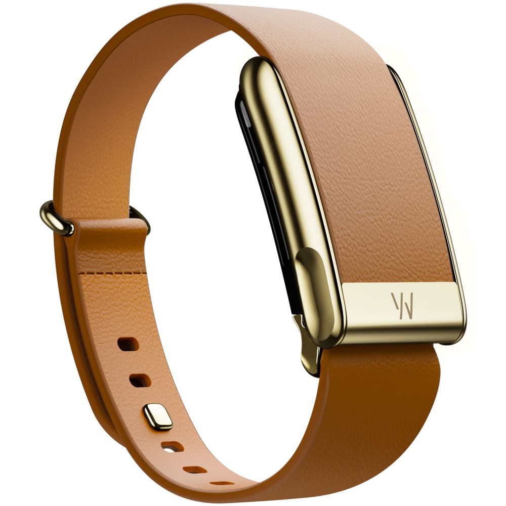 Кожаный ремешок для WHOOP MG LeatherLuxe Tapered Band Camel with Gold