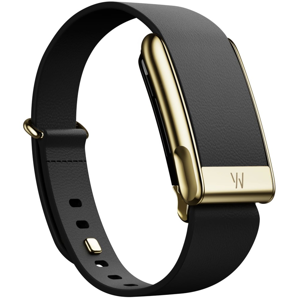 Кожаный ремешок для WHOOP MG LeatherLuxe Tapered Band Black with Gold