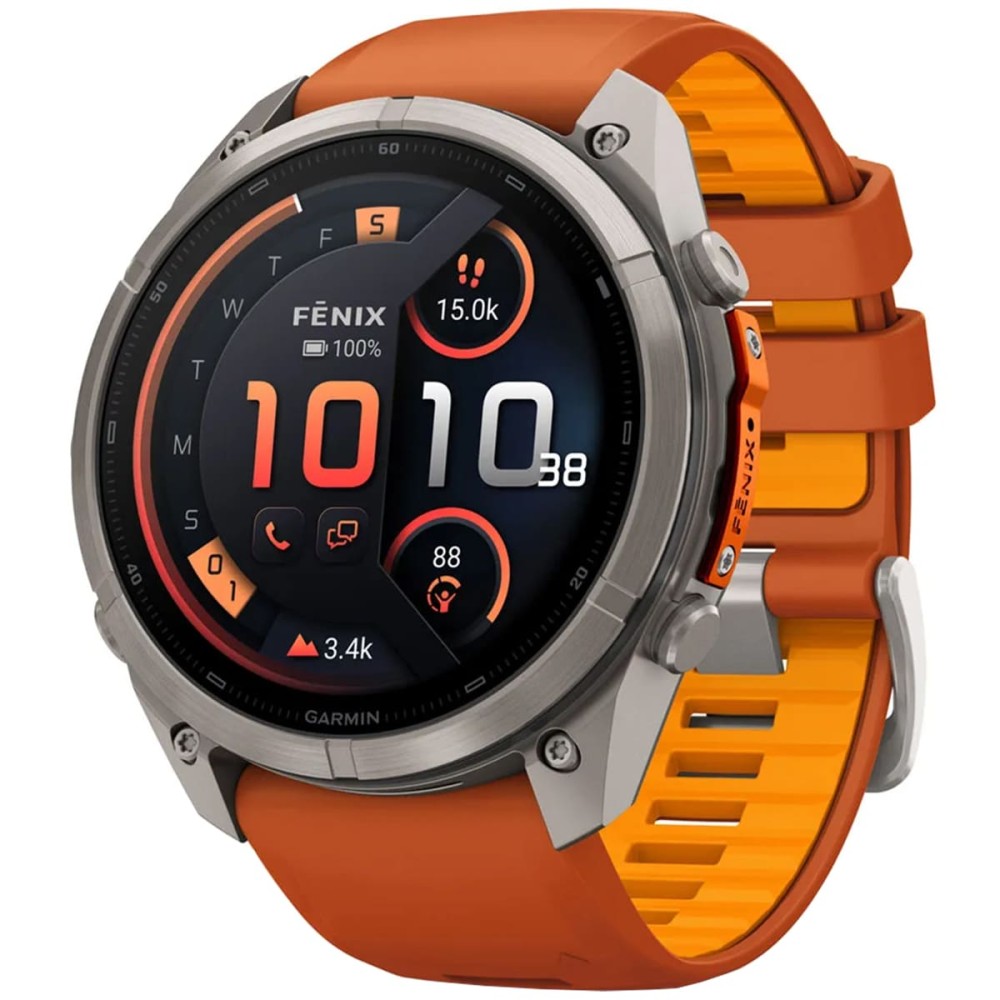 Garmin Fenix 9 Pro — 51 мм AMOLED inReach Titanium Autumn Orange / Spark Orange