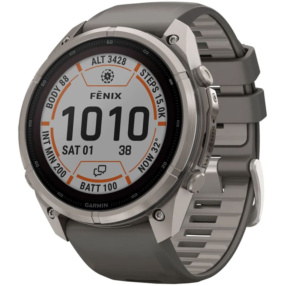 Garmin Fenix 9 Pro — 51 мм Solar inReach Titanium Pebble Gray / Silver Gray