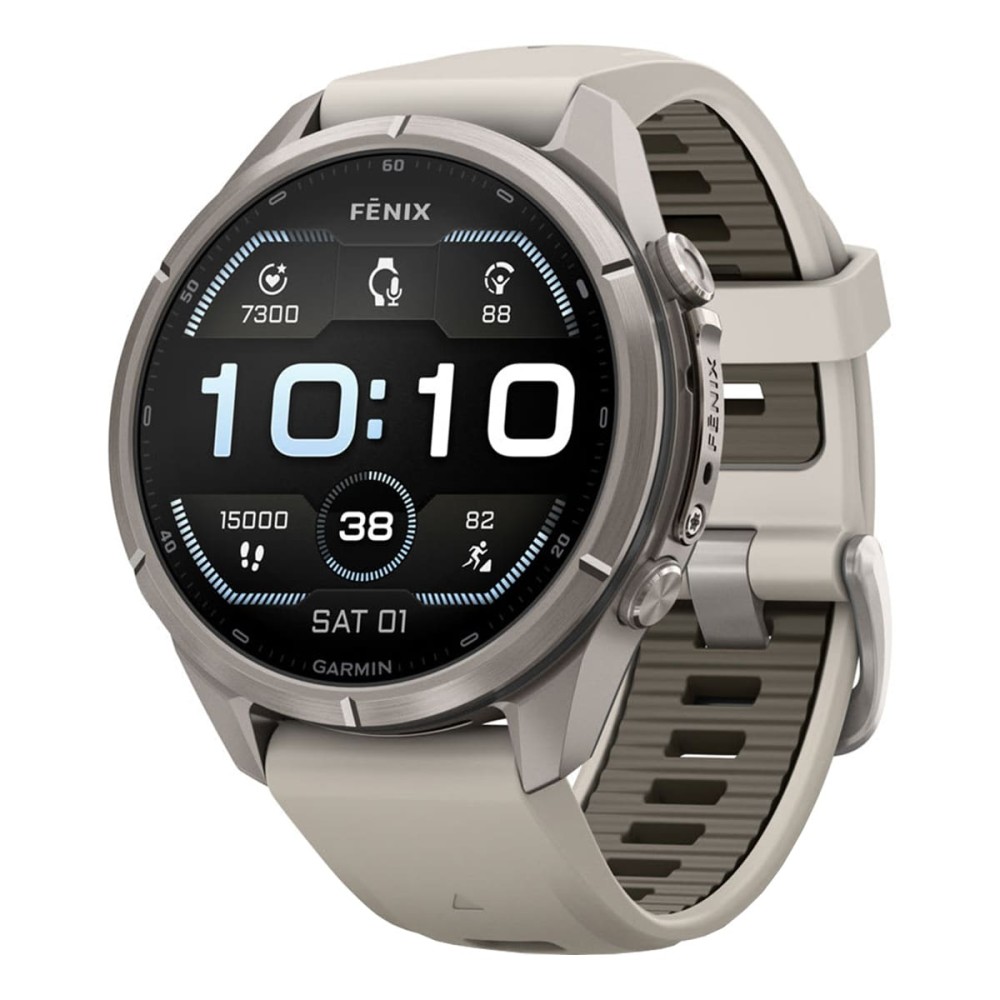 Garmin Fenix 9 Pro — 43 мм AMOLED Titanium Fog Gray / Dark Sandstone
