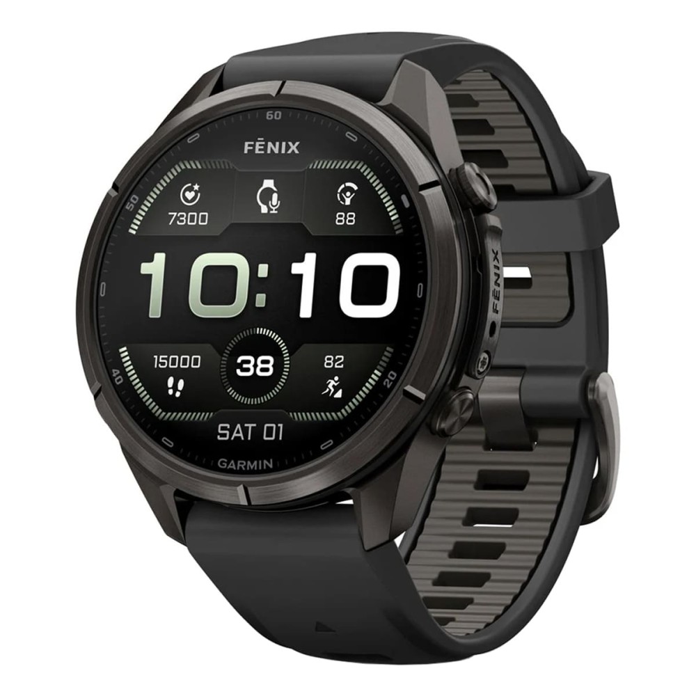Garmin Fenix 9 Pro — 43 мм AMOLED Carbon Gray DLC Titanium Black / Pebble Gray
