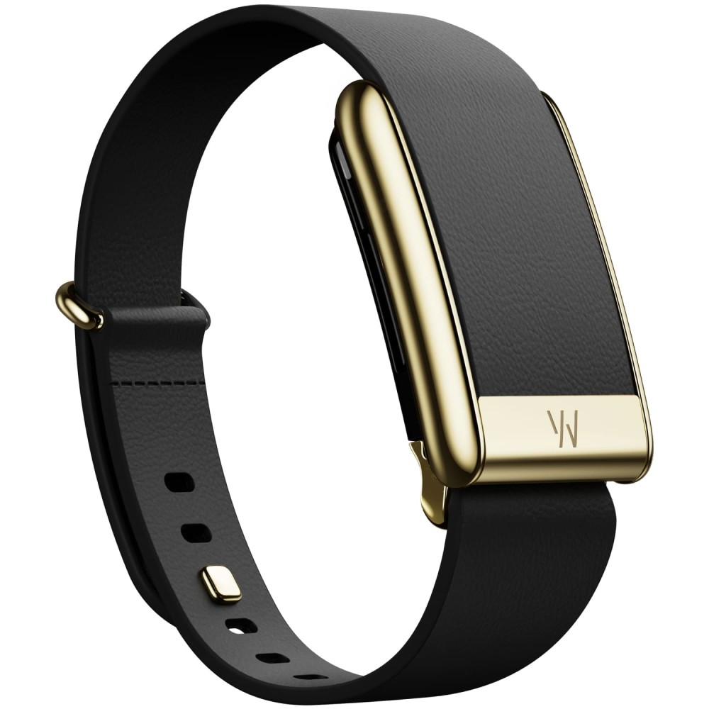 Кожаный ремешок для WHOOP 5.0 LeatherLuxe Tapered Band Black with Gold