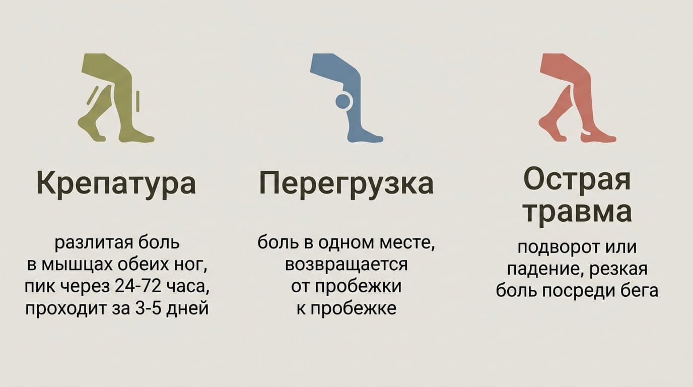 Три вида боли после бега: крепатура, перегрузка и острая травма