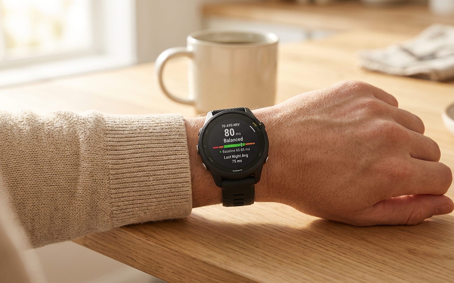 Цвета состояния ВЧП в часах Garmin: зеленый, оранжевый и красный