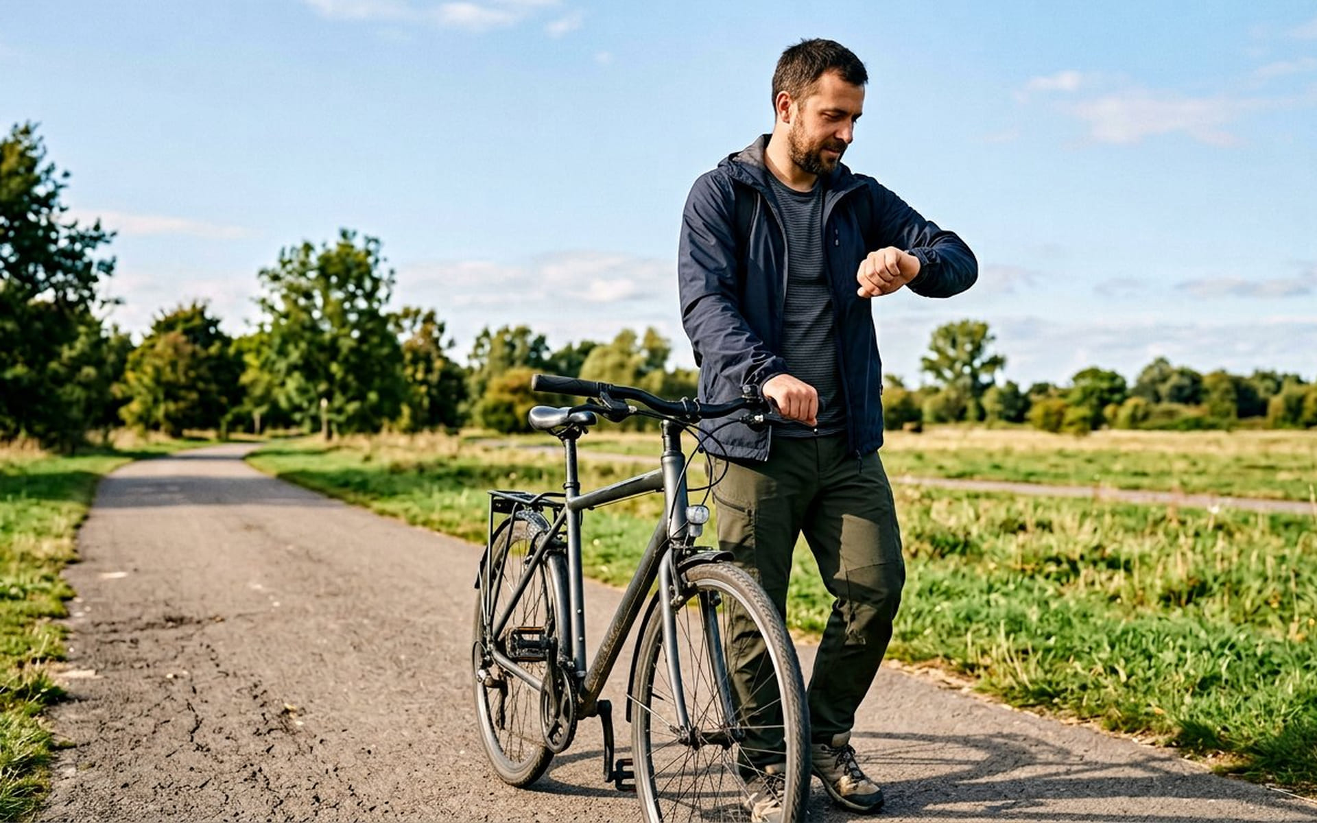 Спортсмен ждет готовности GPS перед стартом